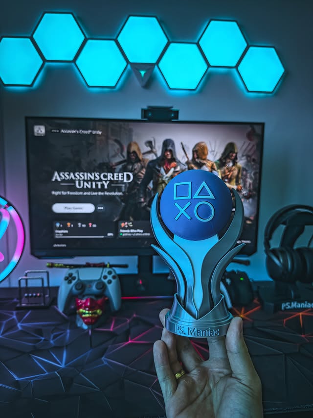 Instagram post by @ps.maniac for Ubisoft. Caption reads: [...] more recent. Another one down! 🏆🔥 #ubisoft....