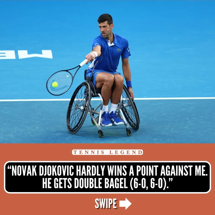 Instagram post by @tennislegend for Acast. Caption reads: 🎙 "Novak Djokovic, I beat him 6-0, 6-0. They're....