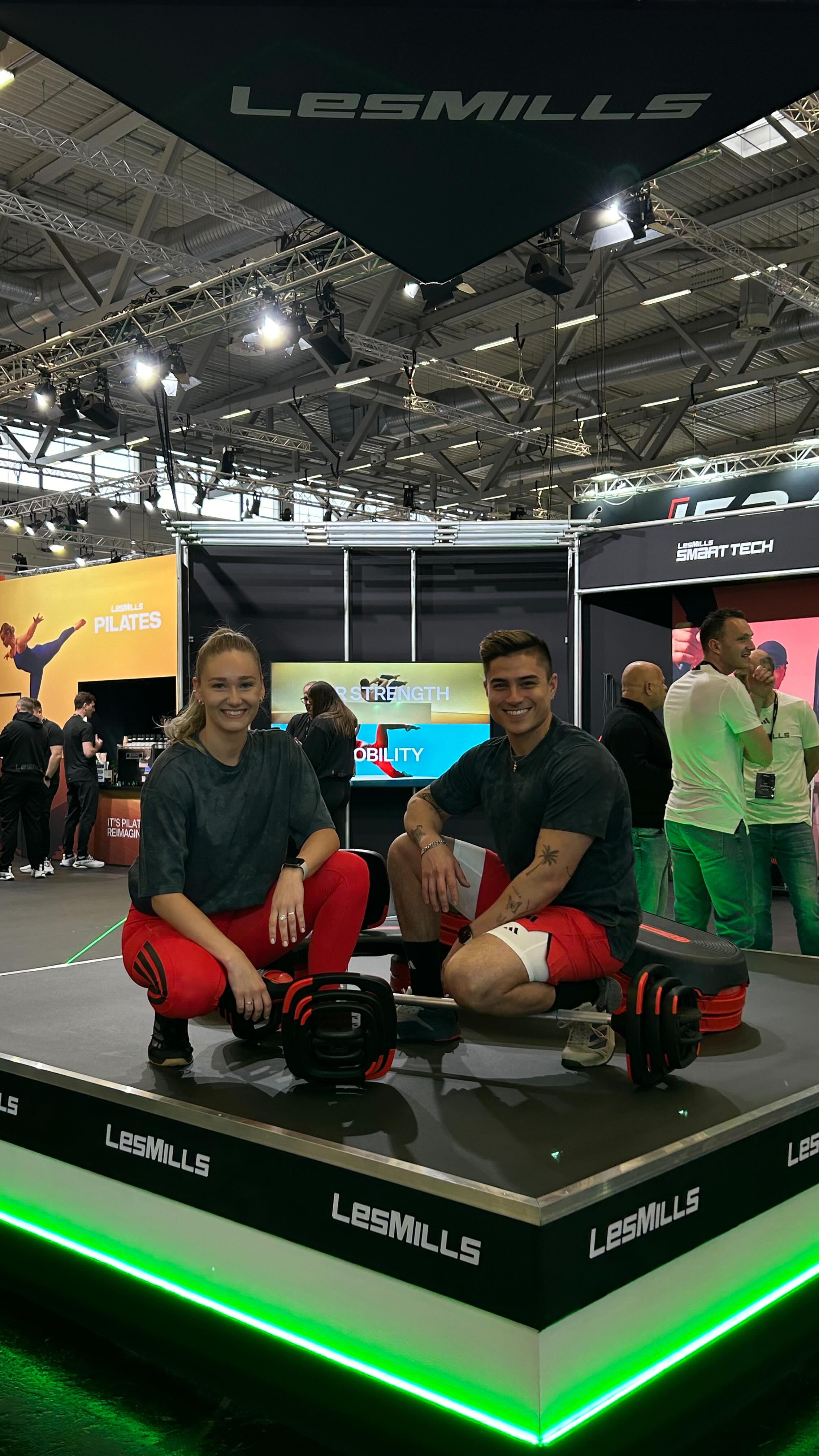 Instagram post by @eileen_post_ for LES MILLS. Caption reads: Also wir sind bereit, du auch? 

#fibo2025....