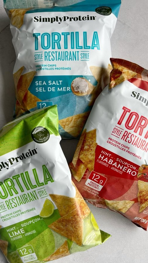 Instagram post by @real.life.nutritionist for SimplyProtein. Caption reads: [...] Tortilla Chip in town thanks to....