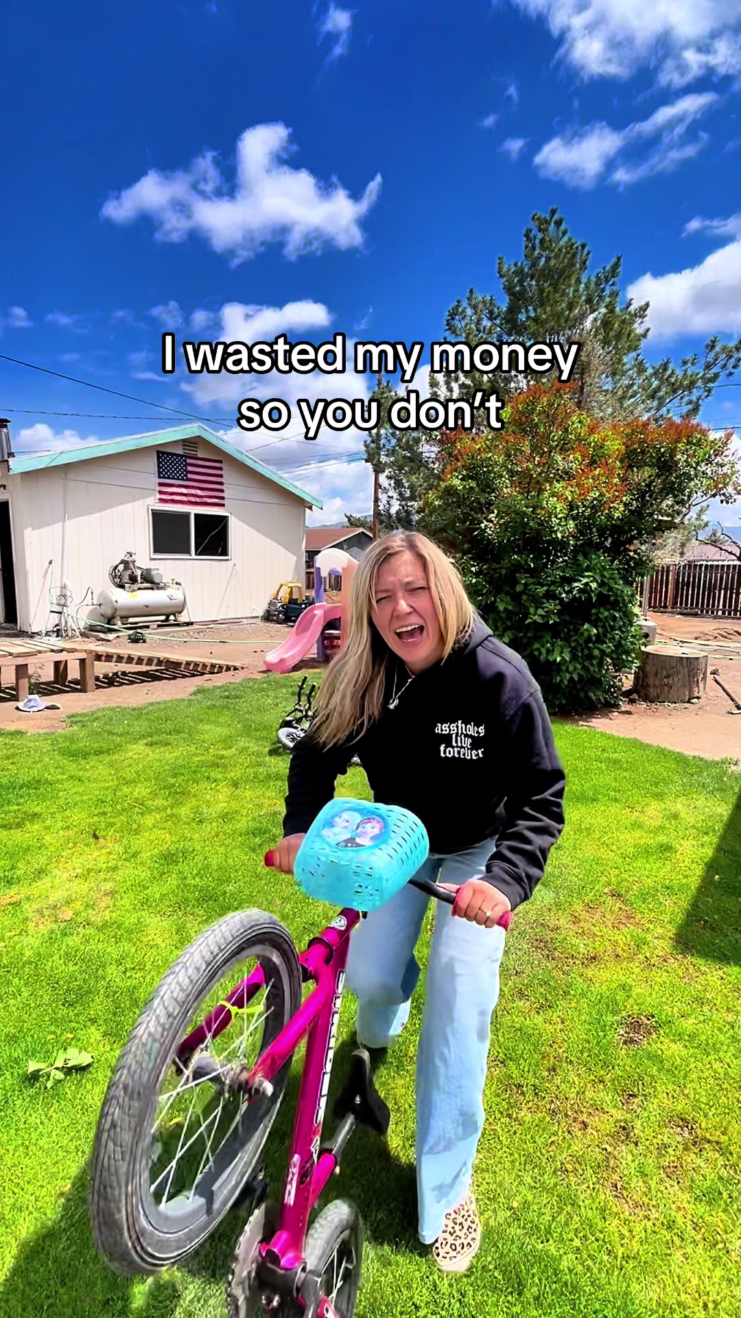 TikTok post by @babedownen for Strider Bikes. Caption reads: [...] #bike #kidtok #springtok @Strider Bikes.