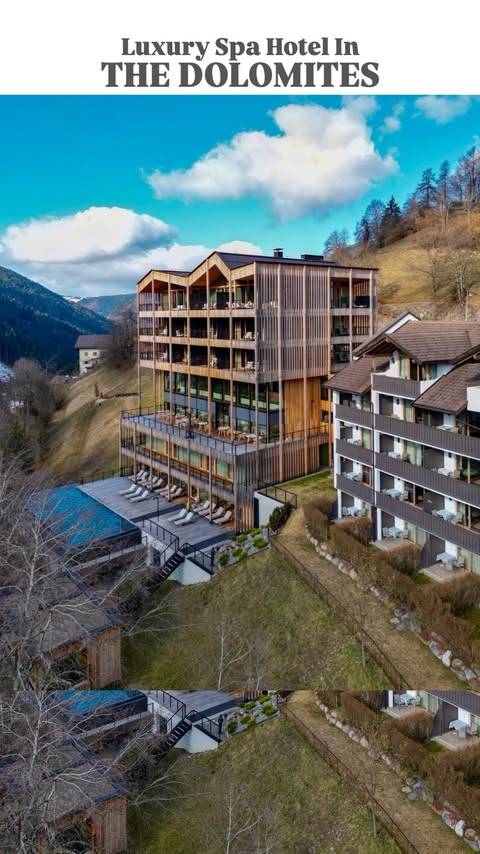 Instagram post by @livyourliife for @hotel. Caption reads: [...] stay #Dolomites #SouthTyrol #LuxurySpaHotel.