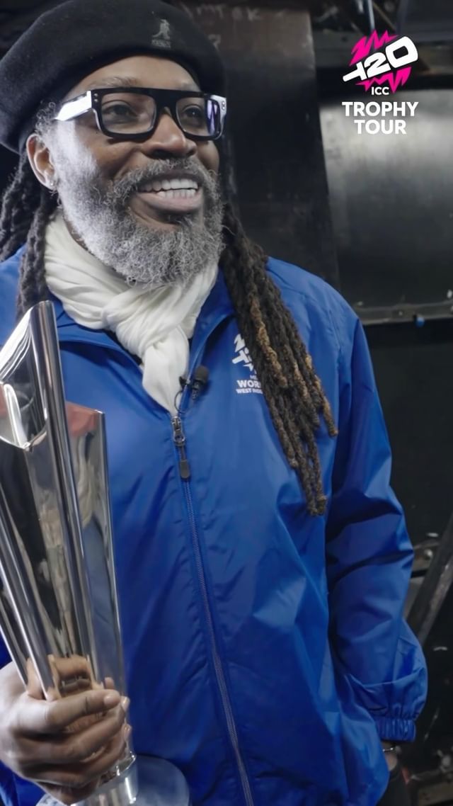 Instagram post by @iamalikhan23 for ICC T20 World Cup. Caption reads: Launching the ICC Men’s @t20worldcup Trophy Tour,....