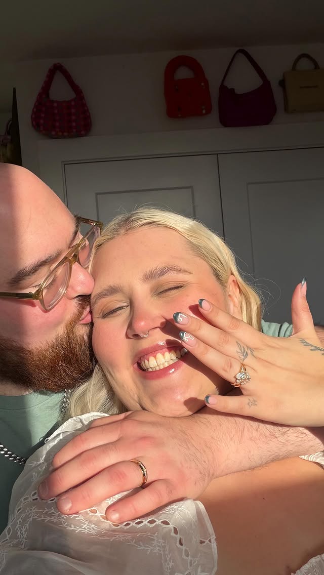 Instagram post by @theabbybible for Brilliant Earth. Caption reads: [...] that we have our wedding bands from....