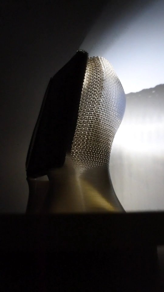 Instagram post by @professorcuevas for Creality. Caption reads: Night light poetry. 
'Torch Lamp' is based on the....