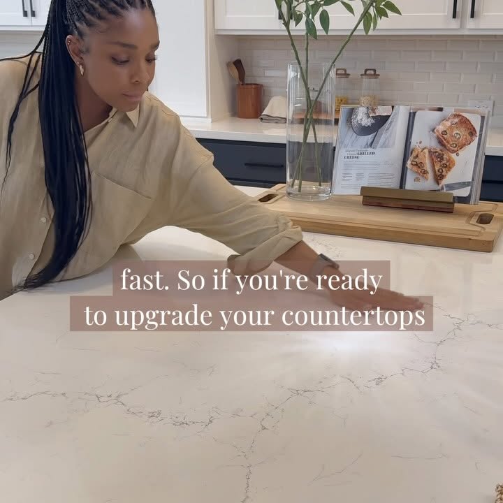 Instagram post by @highpointe_dg for Samplize. Caption reads: [...] peel-and-stick countertop samples from....