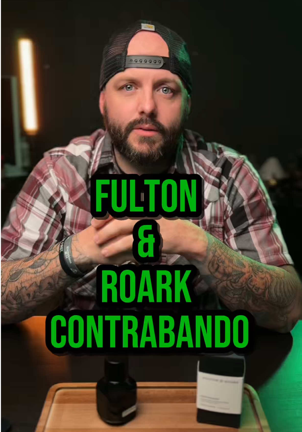 TikTok post by @thescentedcraftsman for Fulton & Roark. Caption reads: [...] my full review of Contrabando from @Fulton &....