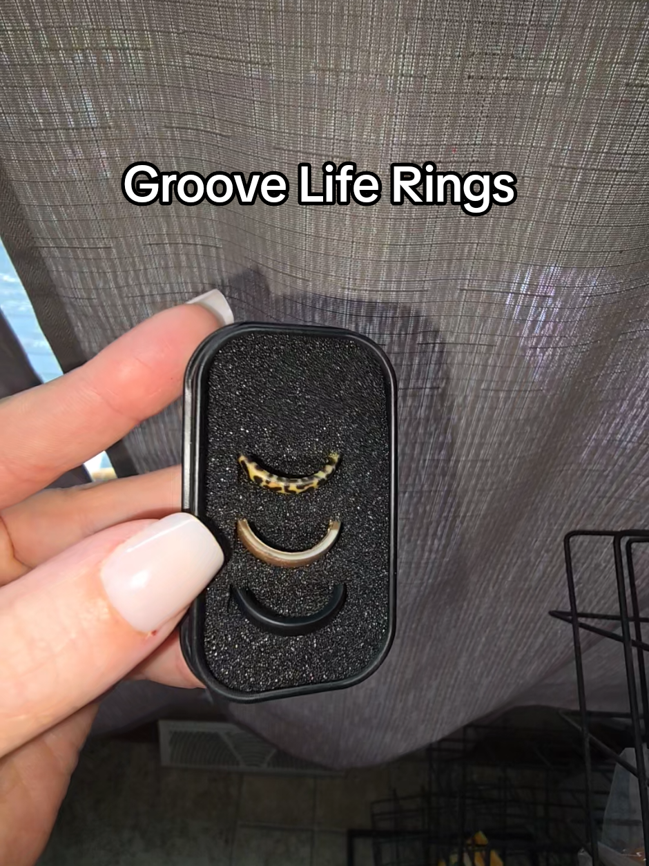 TikTok post by @ohjustcourtt for Groove Life. Caption reads: [...] pricey rings #stackablerings #ring....