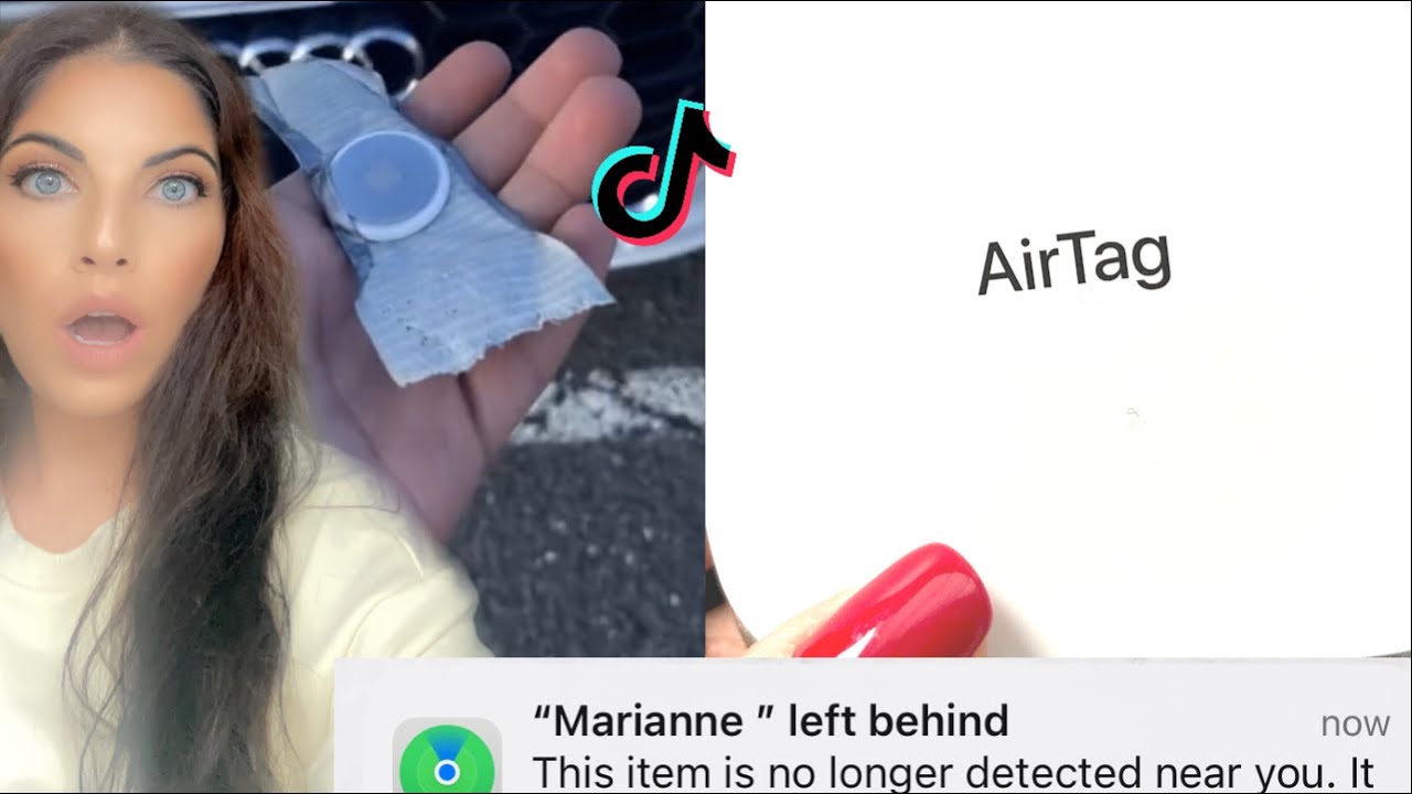 YouTube post by @MareNafsu for Aukey. Caption reads: Apple AirTag Found On Cars.