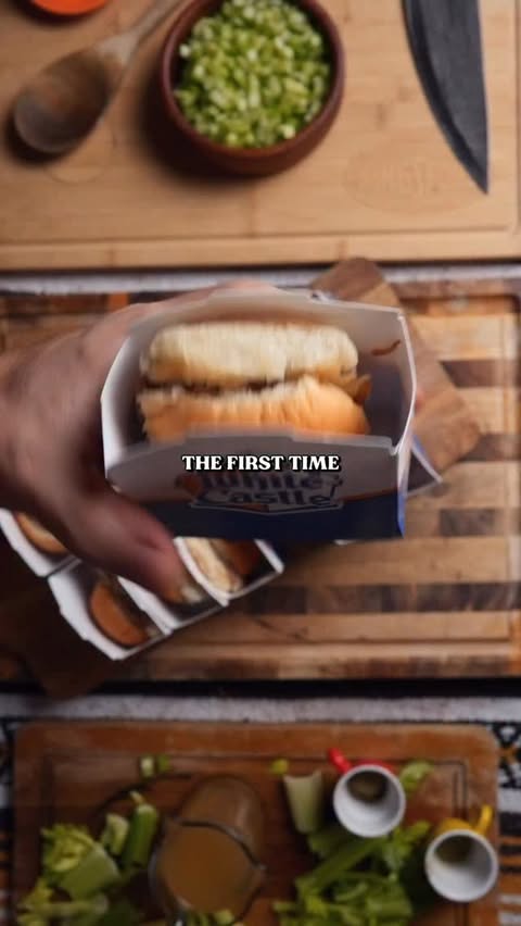 Instagram post by @redwhiteandbbq for White Castle. Caption reads: I made White Castle stuffing 

Recipe:
-Cut up 12....