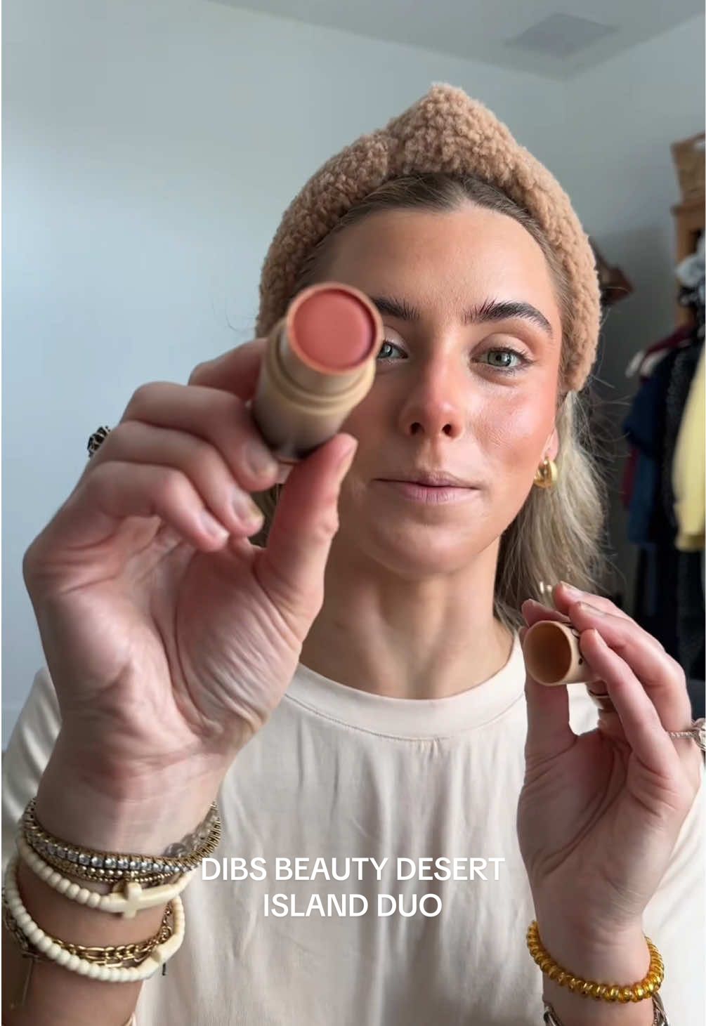 TikTok post by @sloanevosen for DIBS Beauty. Caption reads: [...] the desert island duo @DIBSBEAUTY would be....