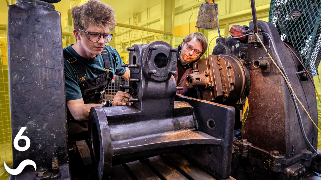 YouTube post by @AlecSteele for PCBWay3D. Caption reads: Re-Restoring The Steam Hammer - Part 6.