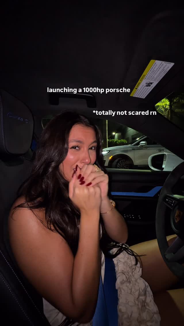 Instagram post by @sophiacarolinag for Porsche USA. Caption reads: I think I almost broke my neck…😫 

#cars #porsche....