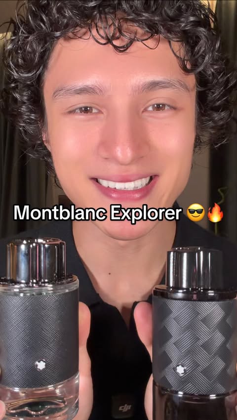 Instagram post by @thenoelthomas for Montblanc. Caption reads: Two sides of my dad. Two Montblanc fragrances. 🖤....