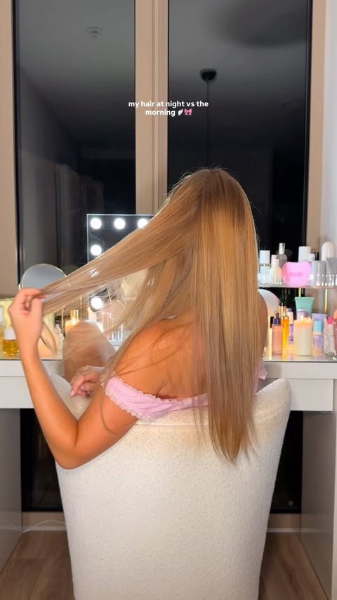 Instagram post by @byemmaleah for Caudalie. Caption reads: [...] blowouts always >> 🪽🎀 products @caudalie....
