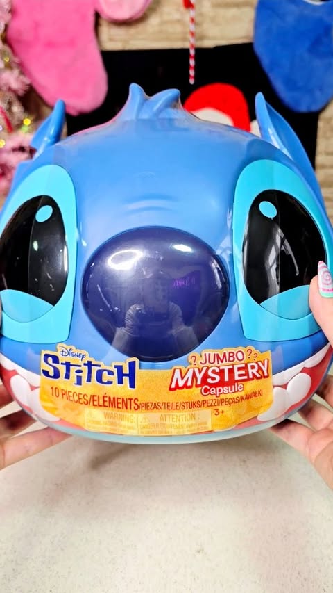 Instagram post by @tanjastoysreview for Just Play. Caption reads: [AD] 💙 asmr Unboxing JustPlay Disney Stitch Jumbo....