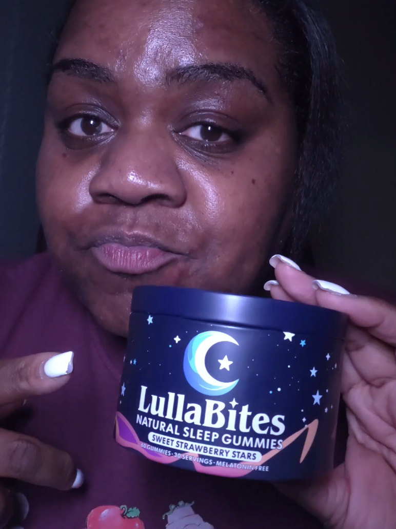 TikTok post by @datgurltish for LullaBites. Caption reads: [...] needs a good night's sleep tonight!....