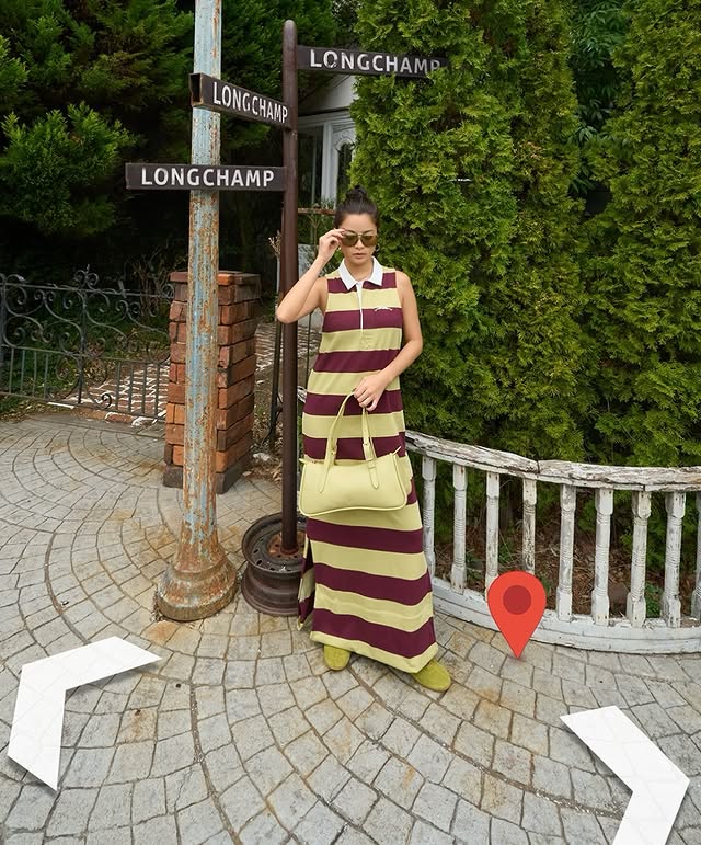 Instagram post by @kotoriii for Longchamp. Caption reads: my looong week ロンシャンのウィークコーデ🍄⭐️ @longchamp 🕊️....
