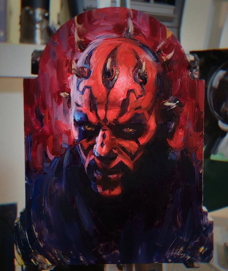 Instagram post by @kailunqu for Trekell Art Supplies. Caption reads: Decided to paint Darth Maul in the spirit of....
