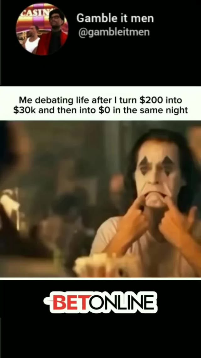 Instagram post by @gamble.it.man for BetOnline.ag. Caption reads: @betonline_ag The dealer’s face at the end says....