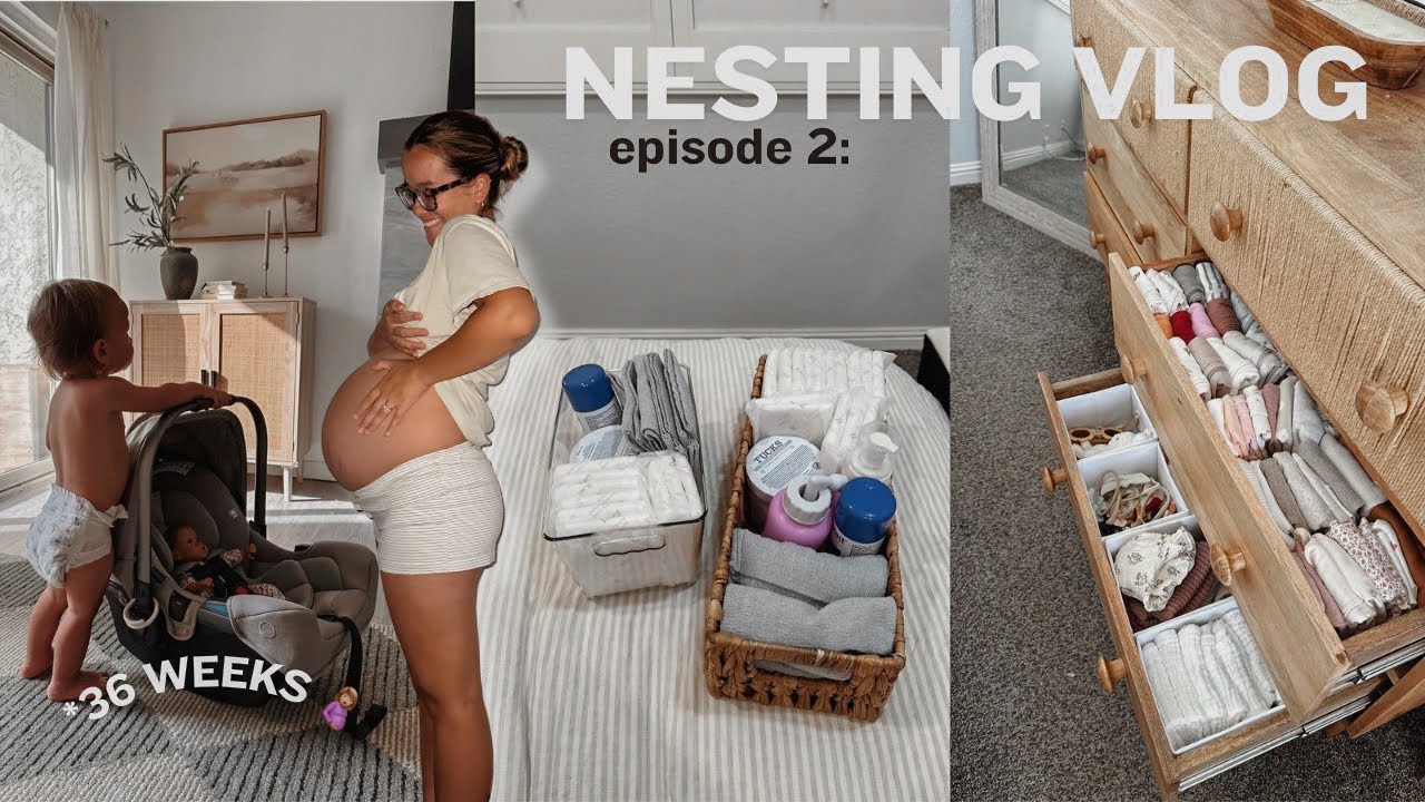 YouTube post by @laurynwillkomm for Baby Delight. Caption reads: NESTING VLOG #2: baby's laundry + drawers,....