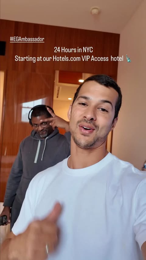 Instagram post by @thecurlycoopers for Hotels.com. Caption reads: #ad We squeezed the best of NYC into 24 hours —....