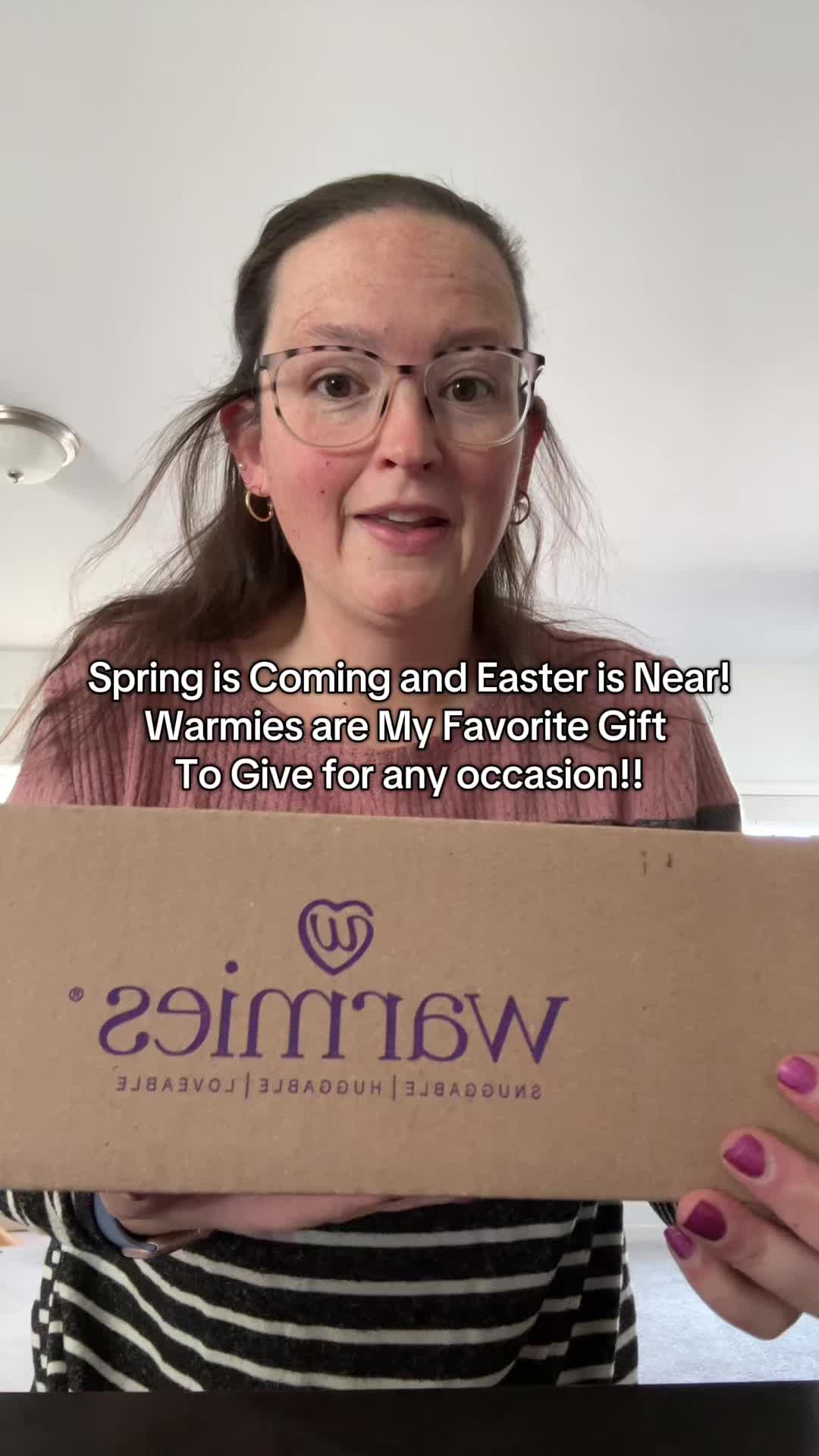 TikTok post by @breannaraymond44 for Warmies. Caption reads: Warmies are the best gift for any occasion! [...].