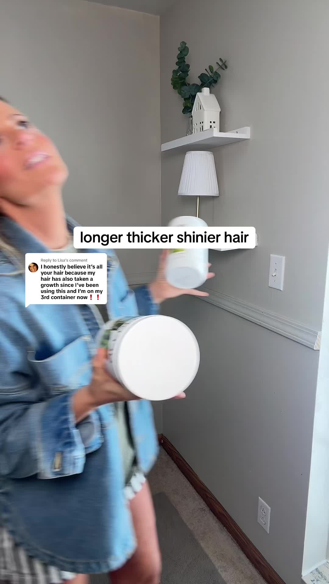 TikTok post by @theashleywill for Needed. Caption reads: [...] #collagenpowder #shinyhair #hairgrowth....