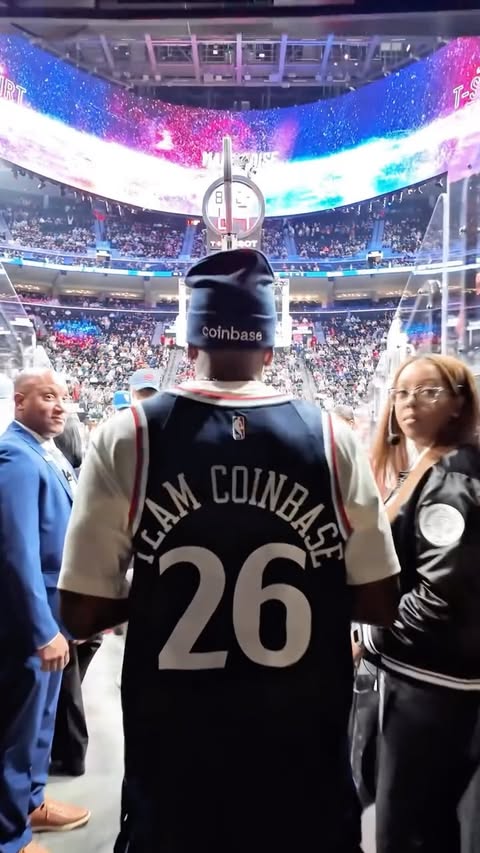 Instagram post by @anthenderson2 for Coinbase. Caption reads: Coinbase Takeover at the @laclippers game! [...].