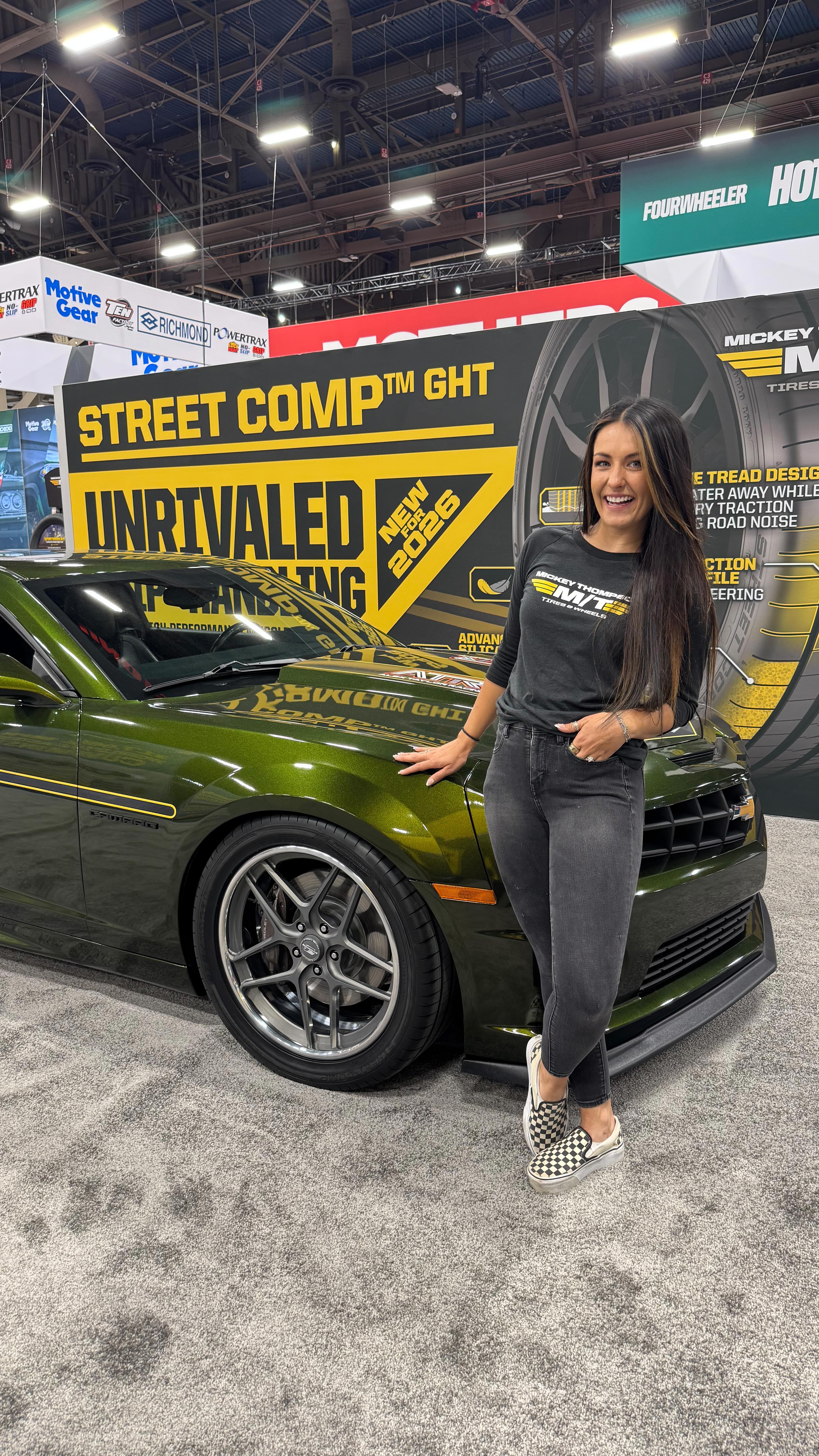 Instagram post by @alextaylorracing for MickeyThompsonTires. Caption reads: It’s so good!! Getting to see my Camaro in the....