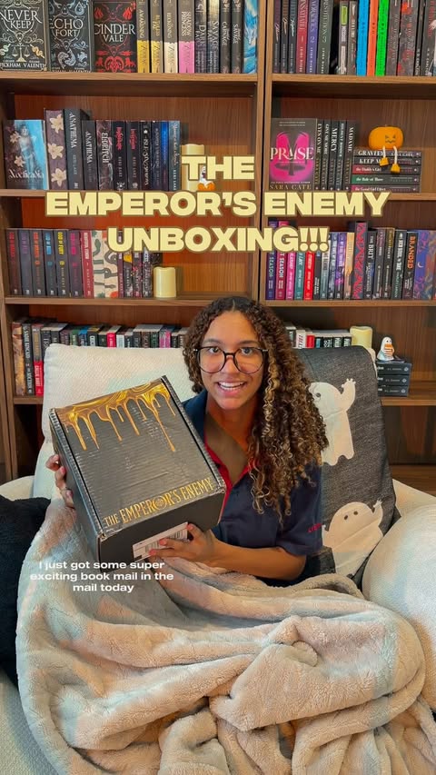Instagram post by @readwithtorry for HTP Books. Caption reads: THE EMPEROR’S ENEMY UNBOXING!📖⚔️✨ i’m so excited....