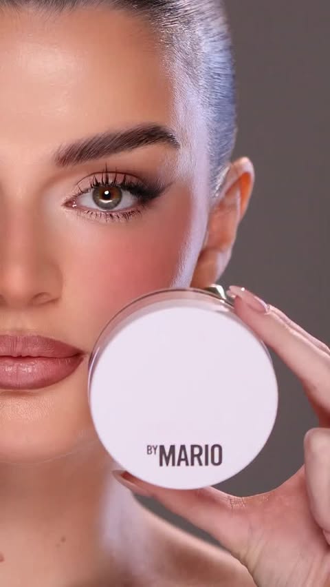 Instagram post by @roze.mua for MAKEUP BY MARIO. Caption reads: Surreal skin soft blur setting powder....