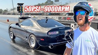 YouTube post by @CleetusM for Holley. Caption reads: Turning My Supra Up ALL THE WAY! 1/4 Mile Test!.