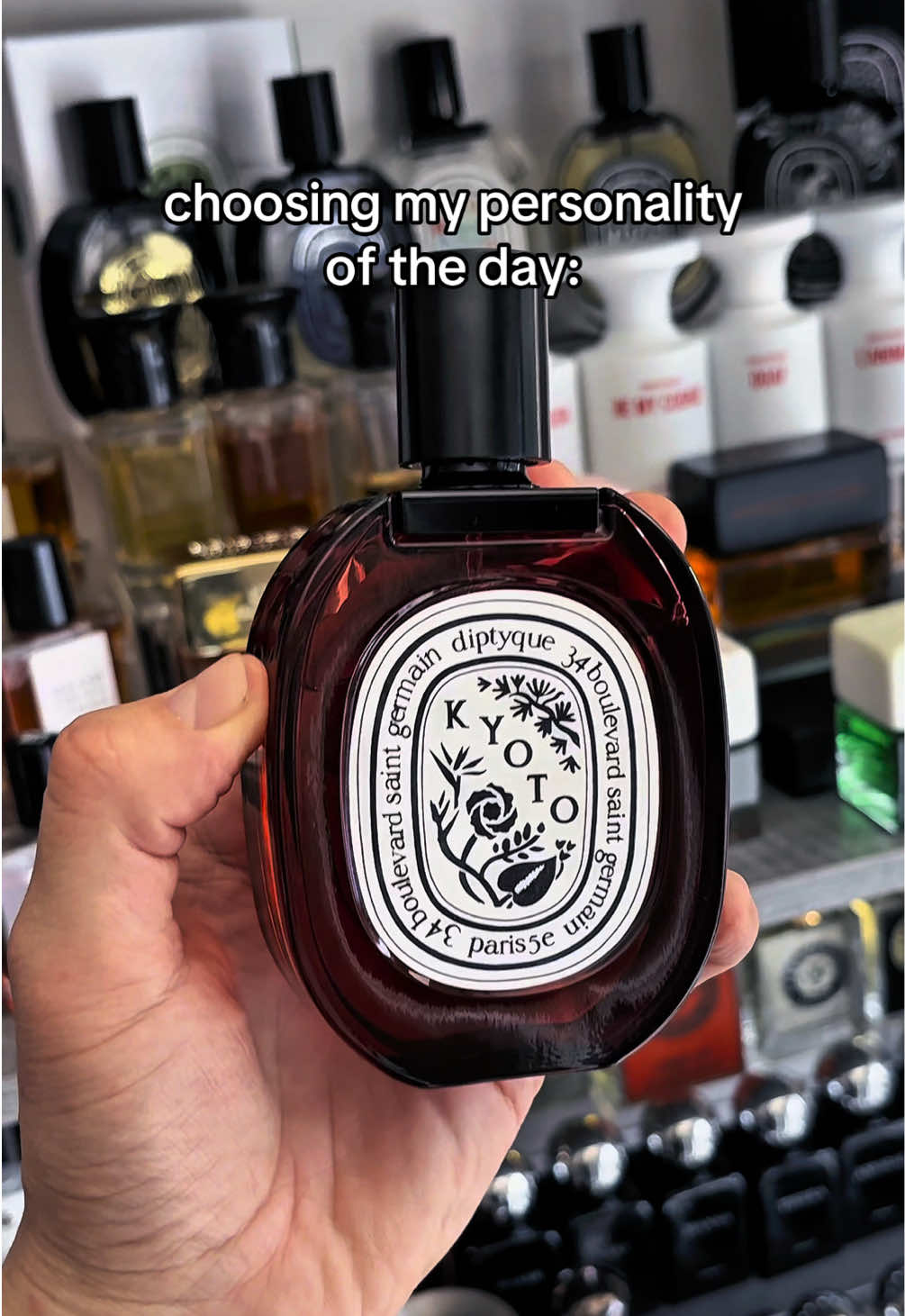 TikTok post by @milanscent for pernoire. Caption reads: [...] #perfumetok #fraghead #diptyque ....
