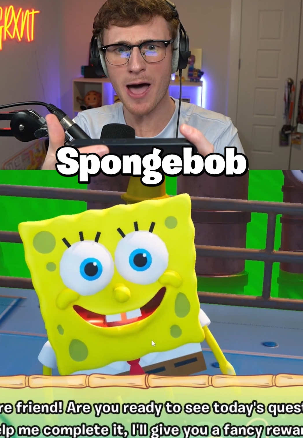 TikTok post by @realgrxnt for SpongeBob SquarePants. Caption reads: SpongeBob Roguelike is FINALLY HERE! 🧽😱....