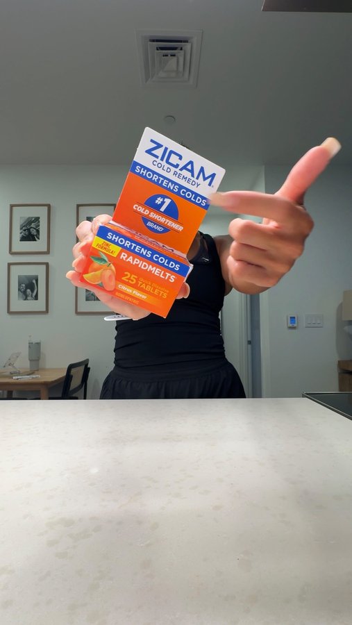 Instagram post by @meerae.moves for Zicam. Caption reads: Getting hit by a cold just isn’t an option. So the....