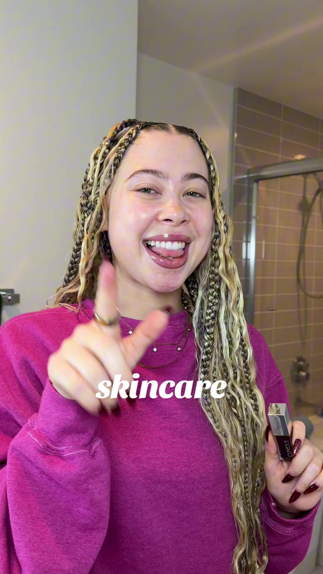 TikTok post by @maliaelaine for Clinique. Caption reads: [...] things I’m not leaving in 2025 like my....