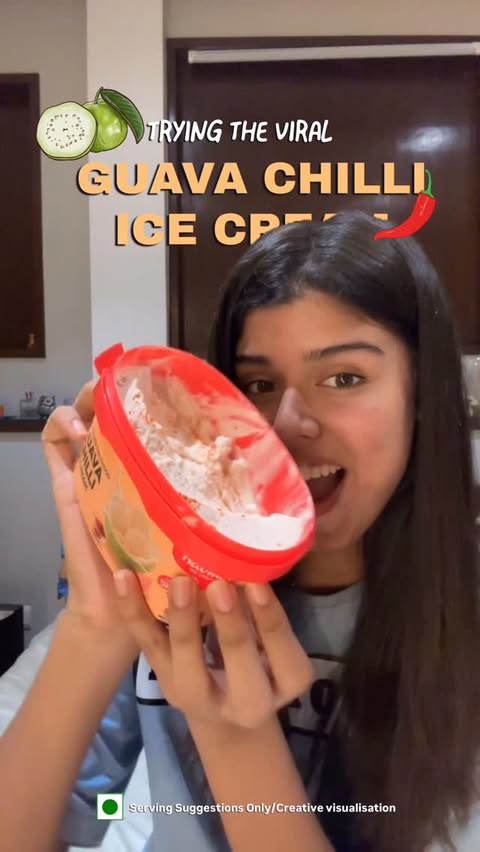 Instagram post by @creati.viti for Havmor. Caption reads: [...] this!! Guava chilli ice cream tub by....