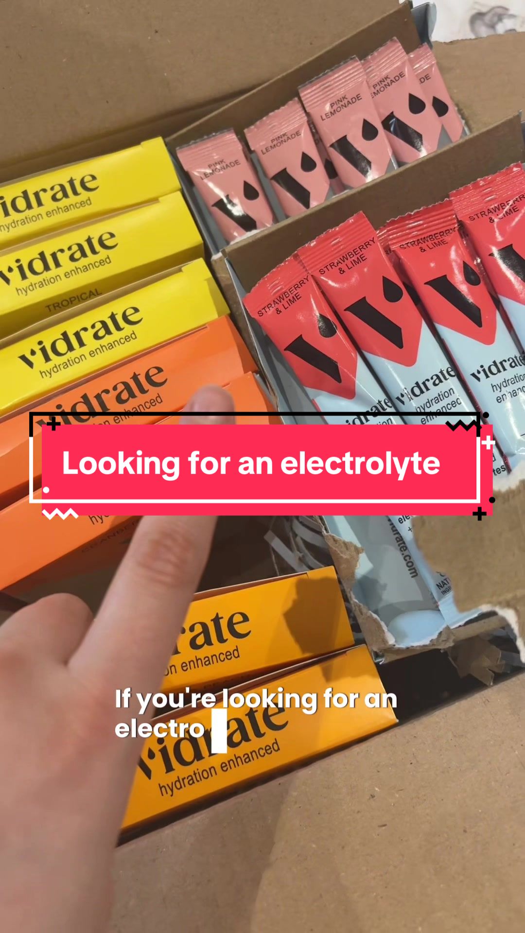 TikTok post by @dottiestims for ViDrate. Caption reads: [...] electrolyte? #electrolytes #DealDrops....