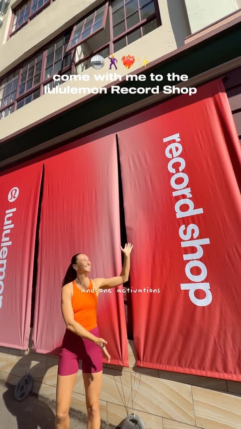 Instagram post by @becputna for lululemon. Caption reads: The lululemon Record Shop is popping up in [...].