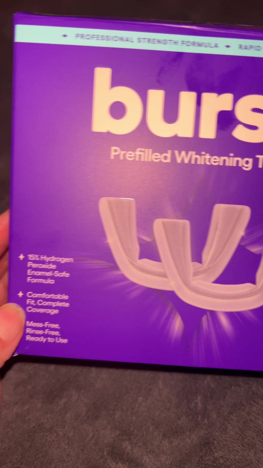 TikTok post by @petchas_reviews for Burst Oral Care. Caption reads: @BURST Oral Care #teethwhitening #teeth.