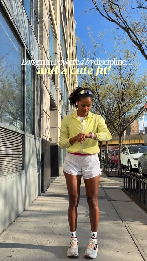 Instagram post by @eiryn.her for Athleta. Caption reads: [...] easier to show up… or is it just me? 😅....