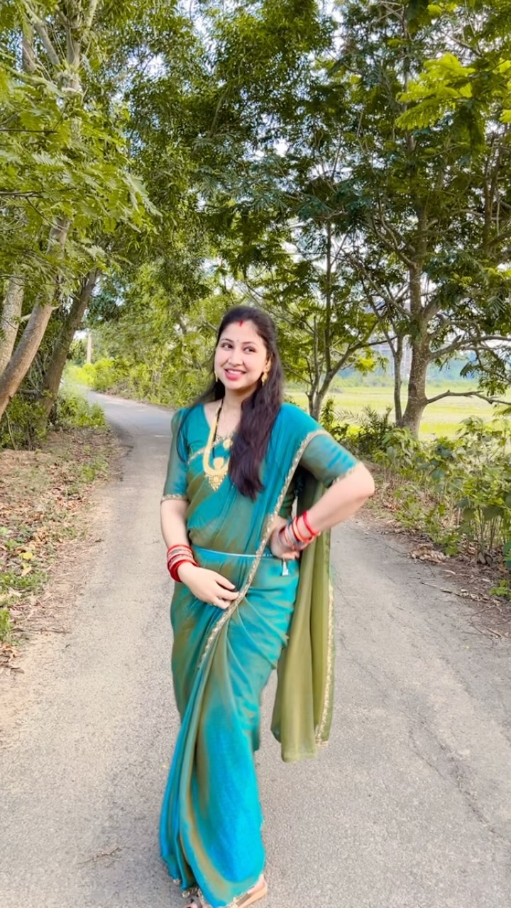 Instagram post by @__.silu.__c for Creators. Caption reads: Beautiful saree from @khushi._collection 
contact....