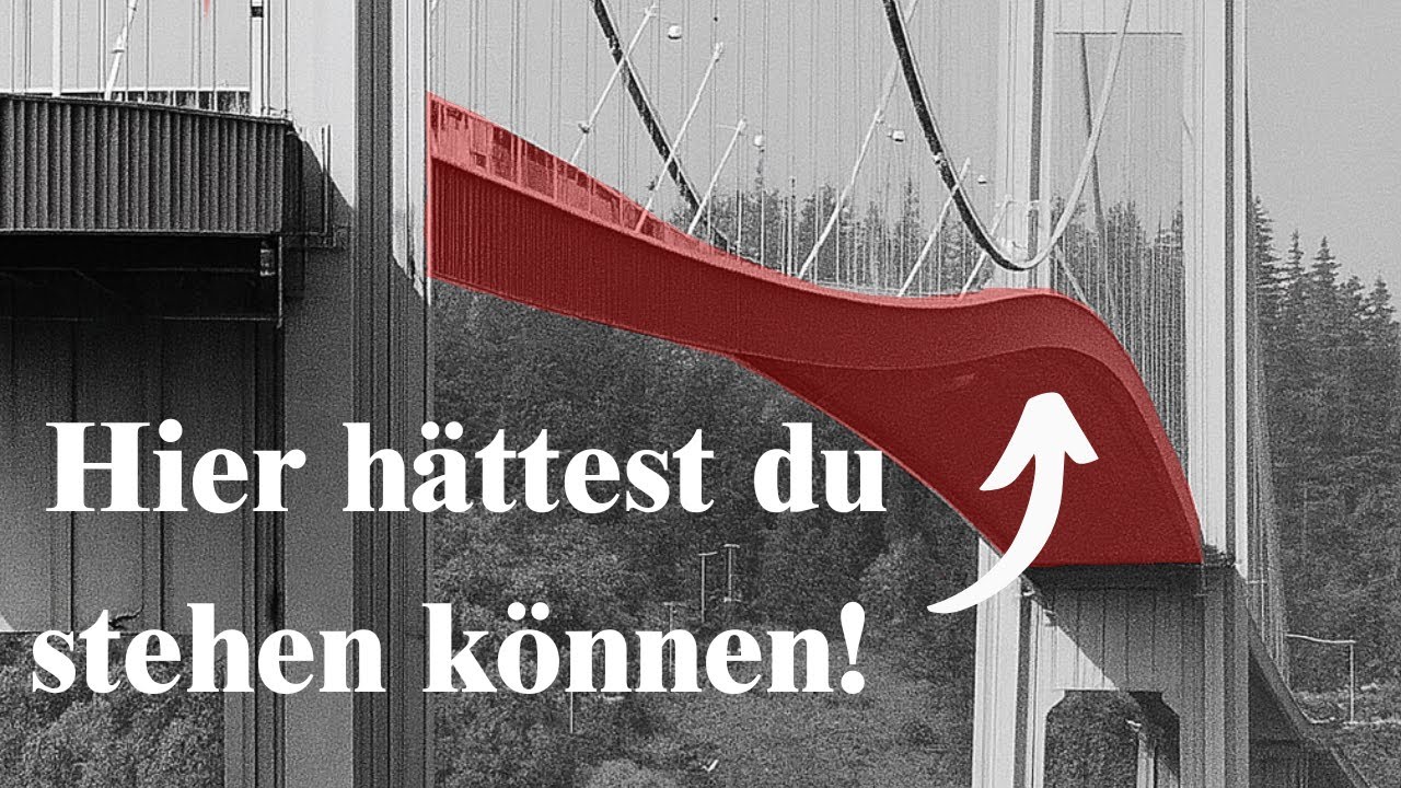 YouTube post by @RickRieck for yfood. Caption reads: How wind destroyed a bridge - Construction....