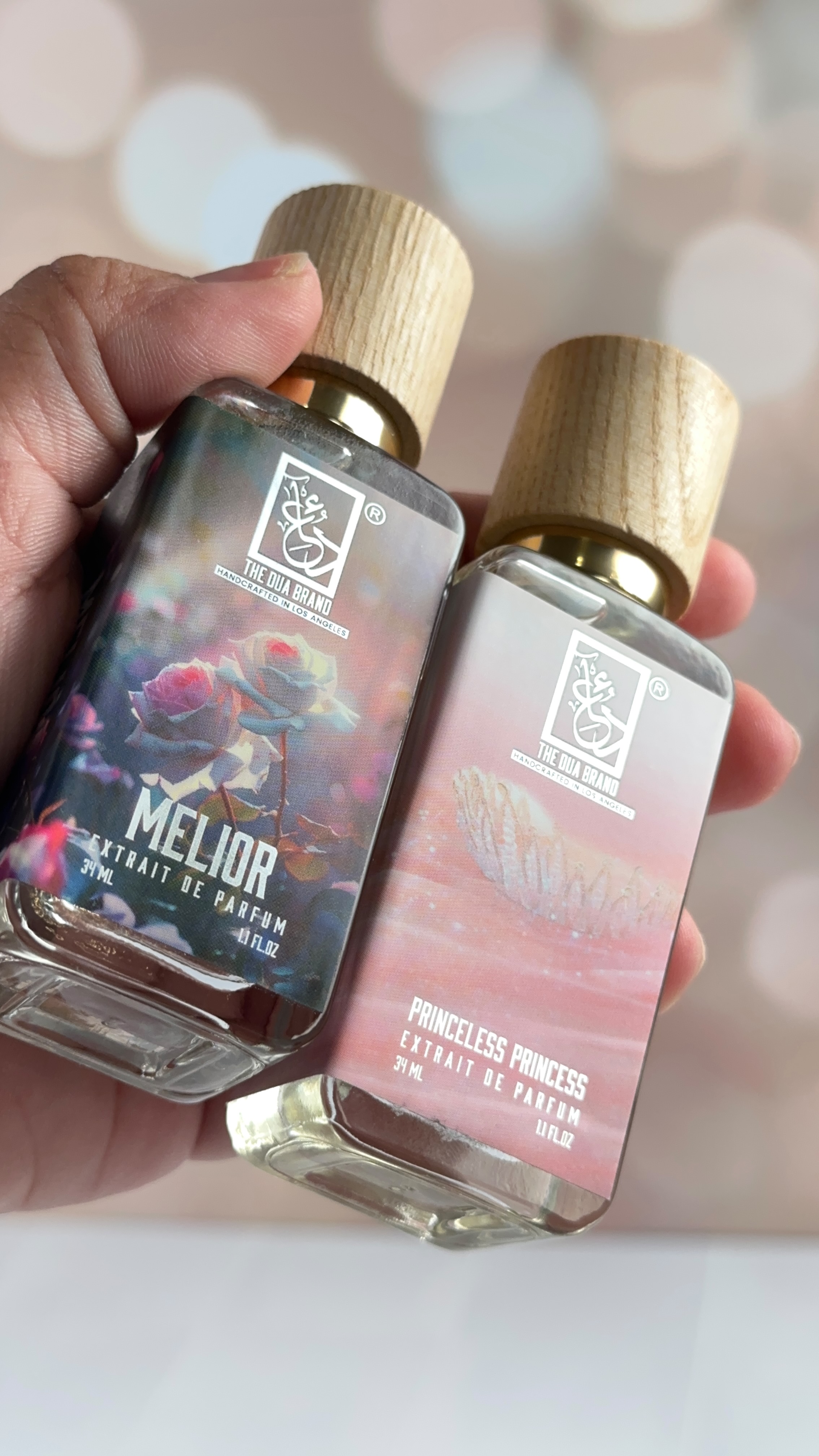 Instagram post by @beautydiaries.bysam for The Dua Brand. Caption reads: [...] elevate my fragrance collection with The Dua....