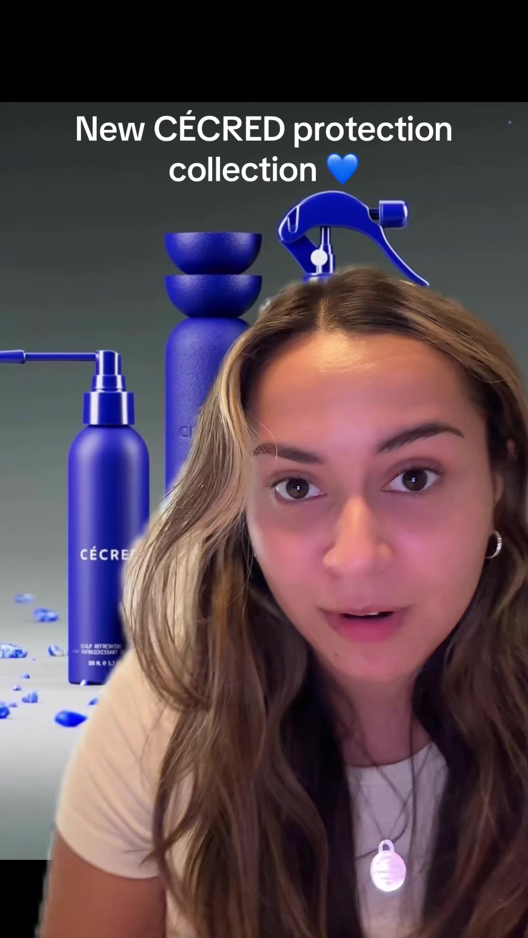 TikTok post by @claire.cundieff for Cécred. Caption reads: [...] the pop up in New York !! #cécred #haircare....