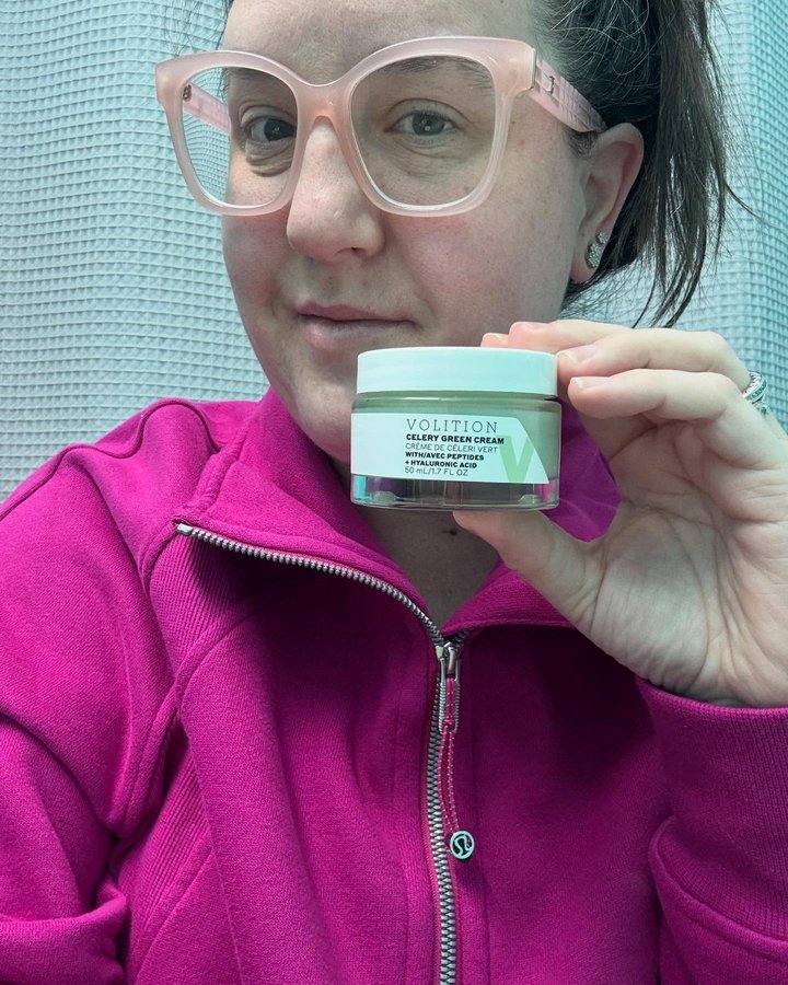 Instagram post by @staceykashkash for Volition Beauty. Caption reads: @volitionbeauty 

 ~Celery Green....