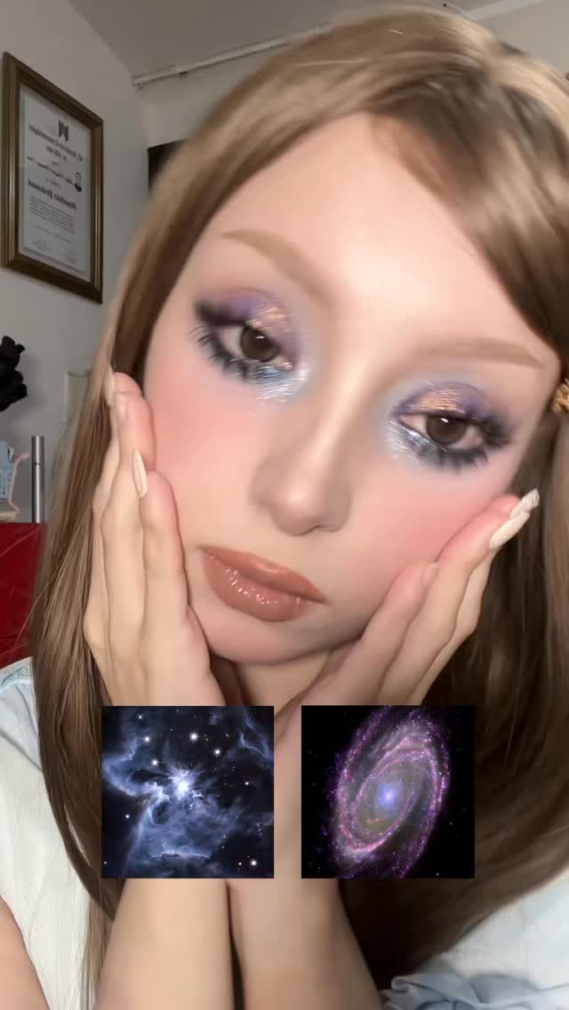 Instagram post by @a.ytak for CbeautyMall. Caption reads: galaxy makeup usando esta hermosa paleta de....