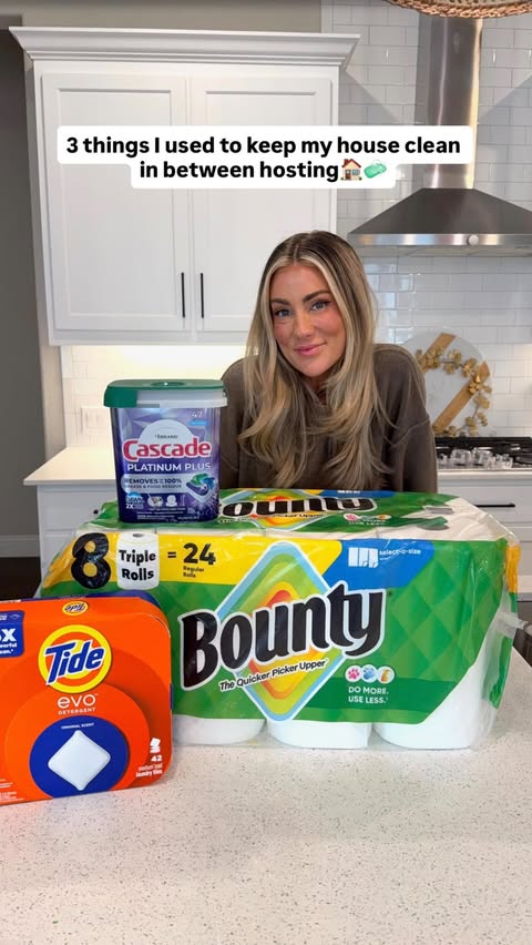 Instagram post by @malloryleerichardson for Cascade. Caption reads: [...] and friends. Bounty Paper Towels, Cascade....