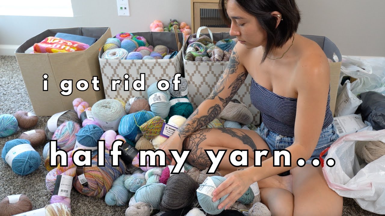 YouTube post by @itserinb for Darn Good Yarn. Caption reads: organize my entire yarn collection with me | yarn....